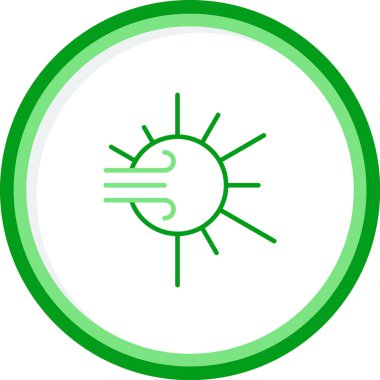 Güneşli rüzgarlı hava durumu simgesi, vektör illüstrasyonu