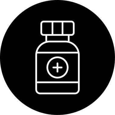 İlaç şişesi. Web simgesi basit illüstrasyon