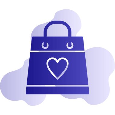 Aşk ikonlu alışveriş çantası, vektör illüstrasyonu