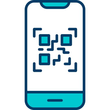 Cep telefonu ekranında QR kodu, vektör illüstrasyonu basit tasarım