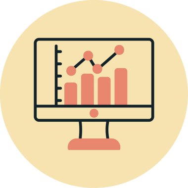 çevrimiçi bar grafikli bilgisayar ekranı, web simgesi basit illüstrasyon