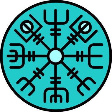 Vegvisir runik pusula simgesi, vektör illüstrasyonu.