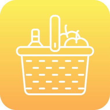 piknik sepeti simge vektör çizim