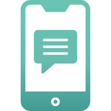 Ekran simgesinde konuşma balonu olan akıllı telefon, vektör illüstrasyon grafik tasarımı 