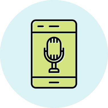 Akıllı telefon web simgesi, vektör illüstrasyonunda ses kaydı