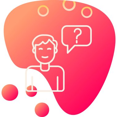 Müşteri Soru simgesi, vektör illüstrasyonu. Logotype. Konuşma balonunda soru işareti olan çocuk Avatar 'ı  