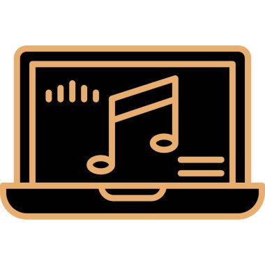 dizüstü bilgisayar vektör illüstrasyonu üzerine nota