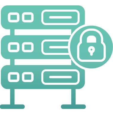 Şifrelenmiş sunucu simgesi, vektör illüstrasyonu basit tasarım