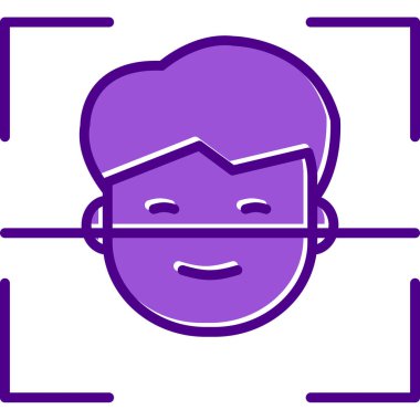 Yüz Tanıma simgesi, vektör illüstrasyonu basit tasarım