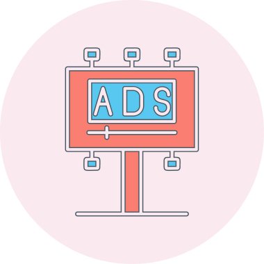 Reklam panosu simgesi, vektör illüstrasyonu basit tasarım