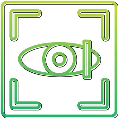 Göz Tarama Ağı simgesi, vektör illüstrasyonu. Tarama çerçevesi vektör ana hatları işaretli dijital göz