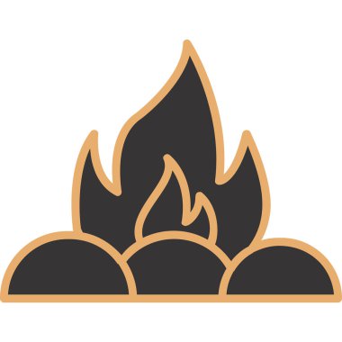 Kamp ateşi simgesi, vektör illüstrasyonu, düz tasarım 