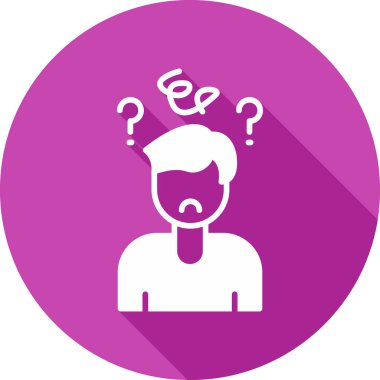 Soru işaretleri ile karışık adam simgesi. Basit tasarım 