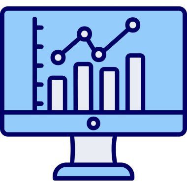 çevrimiçi bar grafikli bilgisayar ekranı, web simgesi basit illüstrasyon