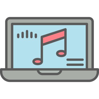 dizüstü bilgisayar vektör illüstrasyonu üzerine nota