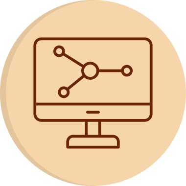 Bilgisayar Simülasyonu simgesi, vektör illüstrasyonu basit tasarım