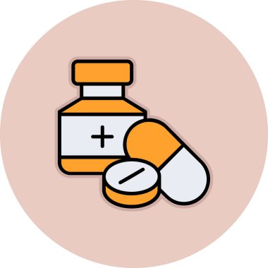 ilaç hapları simgesi, basit vektör illüstrasyonu 