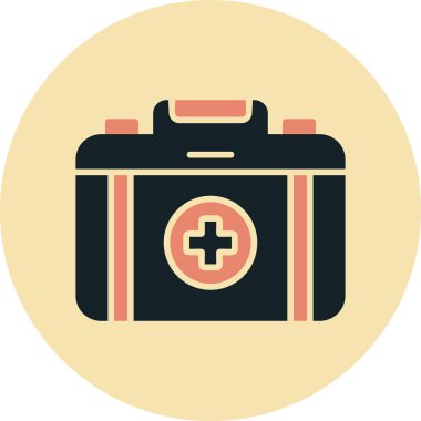 İlk Yardım Kiti tıbbi ikon vektör çizimi