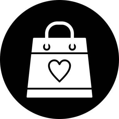 Aşk ikonlu alışveriş çantası, vektör illüstrasyonu