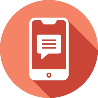 Ekran simgesinde konuşma balonu olan akıllı telefon, vektör illüstrasyon grafik tasarımı 