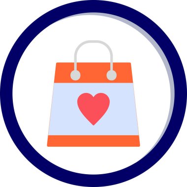 Aşk ikonlu alışveriş çantası, vektör illüstrasyonu