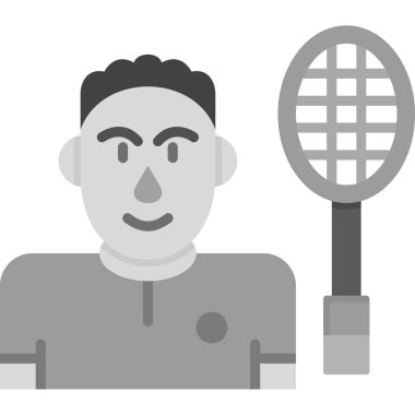 Badminton oyuncusu simgesi, vektör illüstrasyonu