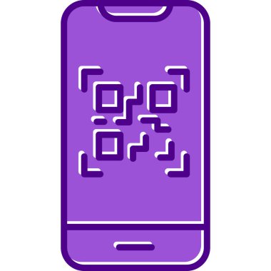 Cep telefonu ekranında QR kodu, vektör illüstrasyonu basit tasarım