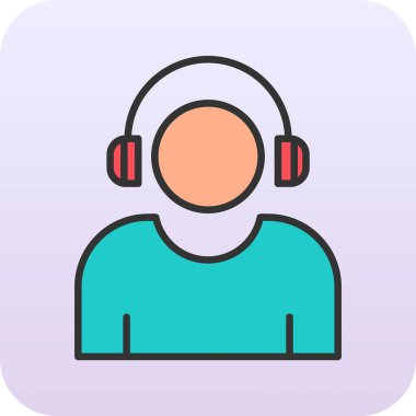 Etkilendirici kulaklık takar Web simgesi, vektör illüstrasyonu