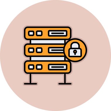 Şifrelenmiş sunucu simgesi, vektör illüstrasyonu basit tasarım