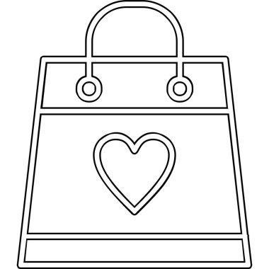 Aşk ikonlu alışveriş çantası, vektör illüstrasyonu