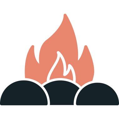 Kamp ateşi simgesi, vektör illüstrasyonu, düz tasarım 