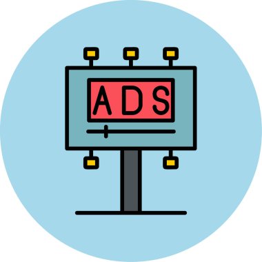Reklam panosu simgesi, vektör illüstrasyonu basit tasarım