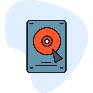 Sabit disk simgesi, vektör illüstrasyonu basit tasarım