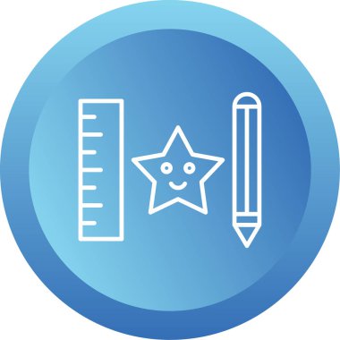 Cetvel, yıldız ve kalem. Web simgesi basit illüstrasyon 