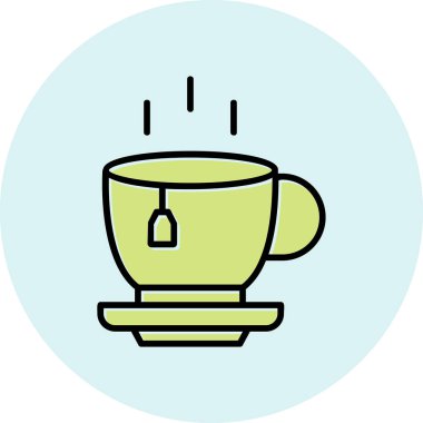 Bir fincan çay ağı simgesi, vektör illüstrasyonu 