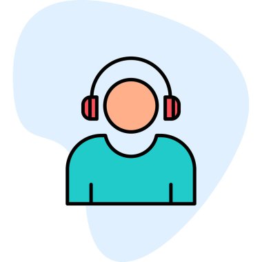 Etkilendirici kulaklık takar Web simgesi, vektör illüstrasyonu