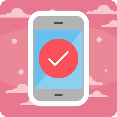 Tik işaretli telefon, vektör illüstrasyonu basit tasarım