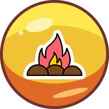 Kamp ateşi simgesi, vektör illüstrasyonu, düz tasarım 