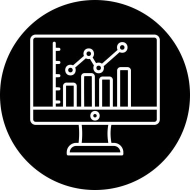 çevrimiçi bar grafikli bilgisayar ekranı, web simgesi basit illüstrasyon