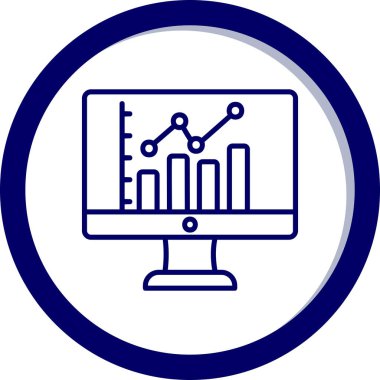 çevrimiçi bar grafikli bilgisayar ekranı, web simgesi basit illüstrasyon