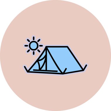 Çöldeki bir kamp çadırı ikonunun vektör çizimi