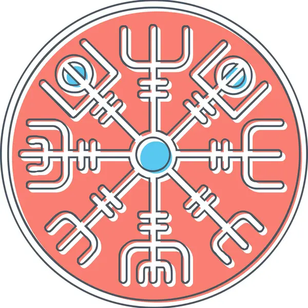 Vegvisir runik pusula simgesi, vektör illüstrasyonu.