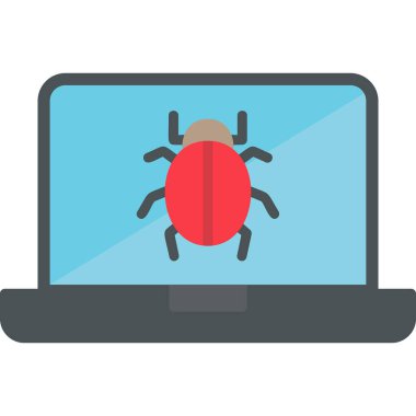 bilgisayar zararlı yazılım simgesi, vektör illüstrasyonu basit tasarım