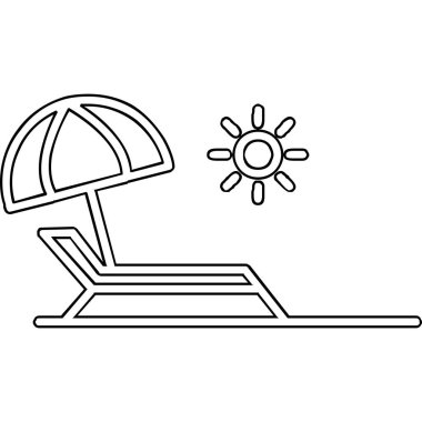 Yaz tatili, plaj ikonu, vektör illüstrasyonu