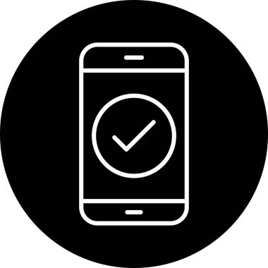 Tik işaretli telefon, vektör illüstrasyonu basit tasarım