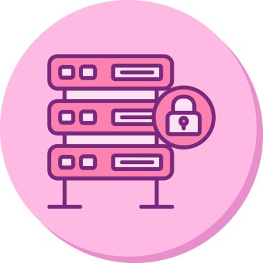 Şifrelenmiş sunucu simgesi, vektör illüstrasyonu basit tasarım