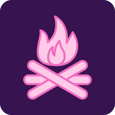 şenlik ateşi simgesi, ağ basit illüstrasyon