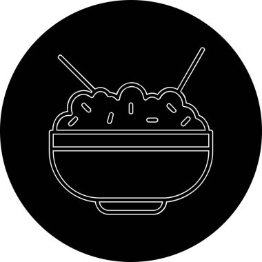 Pirinç kasesi. Web simgesi basit illüstrasyon            