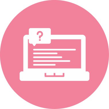  Soru işareti olan dizüstü bilgisayar simgesi. Vektör illüstrasyonu 