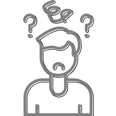 Soru işaretleri ile karışık adam simgesi. Basit tasarım 